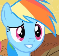 Size: 620x597 | Tagged: safe, edit, screencap, rainbow dash, pony, g4, over a barrel, bust, cropped, desert, female, inverted mouth, mare, portrait