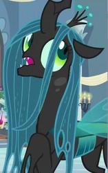 Size: 452x720 | Tagged: safe, edit, screencap, queen chrysalis, changeling, changeling queen, a canterlot wedding, g4, female, inverted mouth