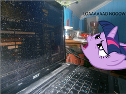 Size: 588x443 | Tagged: safe, artist:trygveblacktiger, twilight sparkle, pony, g4, computer, irl, laptop computer, photo, ponies in real life, team fortress 2, vector