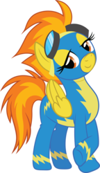 Size: 4215x7324 | Tagged: safe, artist:quanno3, spitfire, pegasus, pony, g4, absurd resolution, clothes, female, folded wings, goggles, lidded eyes, mare, simple background, solo, transparent background, uniform, wings, wonderbolts uniform