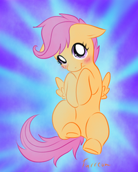 Size: 400x500 | Tagged: safe, artist:furreon, scootaloo, pony, g4, blushing, cute, cutealoo, female, solo