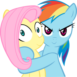 Size: 892x896 | Tagged: safe, artist:madmax, edit, vector edit, fluttershy, rainbow dash, pegasus, pony, g4, female, hug, inverted mouth, lesbian, mine!, possessive, ship:flutterdash, shipping, simple background, transparent background, vector