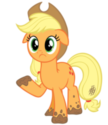 Size: 1000x1160 | Tagged: safe, edit, applejack, g4, sweet and elite, garden party, inverted mouth, mud