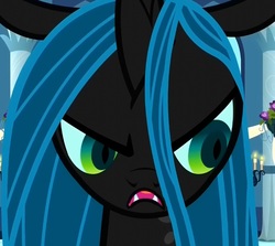 Size: 790x706 | Tagged: safe, edit, screencap, queen chrysalis, changeling, changeling queen, a canterlot wedding, g4, female, inverted mouth