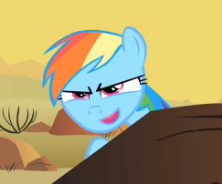 Size: 243x202 | Tagged: safe, edit, screencap, rainbow dash, pony, g4, over a barrel, cropped, desert, female, inverted mouth, mare