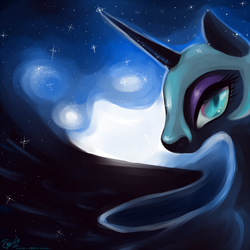 Size: 900x900 | Tagged: safe, artist:fantaprime, nightmare moon, alicorn, pony, g4, bust, female, mare, profile, solo