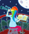 Size: 500x600 | Tagged: safe, artist:kymsnowman, rainbow dash, human, g4, book, egghead, female, humanized, multicolored hair, night, rainbow dork, rainbow hair, stargazing, telescope