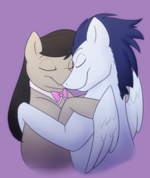 Size: 795x942 | Tagged: safe, artist:arcticwaters, octavia melody, soarin', earth pony, pegasus, pony, g4, duck shipping, female, male, mare, shipping, soartavia, stallion, straight