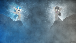 Size: 1920x1080 | Tagged: safe, artist:jamey4, dj pon-3, octavia melody, vinyl scratch, g4, wallpaper