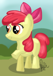 Size: 573x821 | Tagged: safe, artist:rebeccahull45, apple bloom, g4, adorabloom, cute, grass