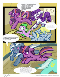 Size: 2502x3198 | Tagged: safe, artist:for-the-plot, derpy hooves, lyra heartstrings, rarity, spike, trixie, dragon, pegasus, pony, comic:for the plot, g4, comic, female, high res, male, mare