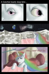 Size: 1000x1500 | Tagged: safe, artist:feralblooddragon, artist:for-the-plot, princess celestia, princess luna, g4, comic, giggling, mischief, ponies shorties, prank, space