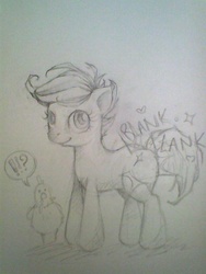Size: 480x640 | Tagged: safe, artist:stoney pony, scootaloo, chicken, g4, pencil, photo, traditional art