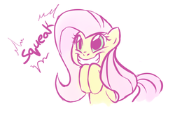 Size: 601x397 | Tagged: safe, artist:jessy, fluttershy, g4, cute, shyabetes, squeak, squee