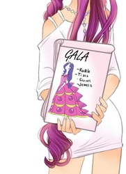 Size: 348x480 | Tagged: safe, artist:zoe-productions, rarity, human, g4, clothes, drawing, dress, gala dress, humanized, solo