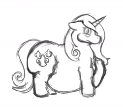 Size: 1280x1112 | Tagged: safe, artist:fat poni, fleur-de-lis, pony, unicorn, g4, blushing, fat, female, fleur dis lourde, obese, solo