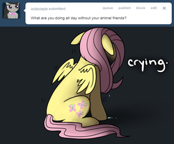 Size: 1200x1000 | Tagged: safe, artist:darkaiya, fluttershy, ask sombershy, g4, ask, crying, tumblr