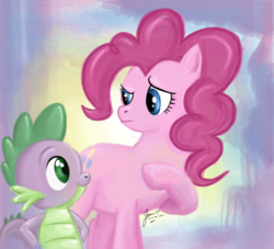 Size: 1792x1630 | Tagged: safe, artist:oxidine, pinkie pie, spike, g4