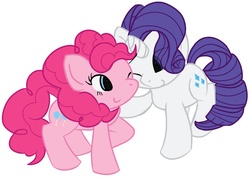 Size: 873x649 | Tagged: safe, artist:brownie-bytes, pinkie pie, rarity, g4, female, lesbian, ship:raripie, shipping