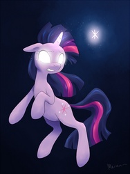 Size: 600x800 | Tagged: safe, artist:meroni, twilight sparkle, pony, unicorn, g4, floppy ears, glowing eyes, unicorn twilight