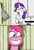 Size: 437x650 | Tagged: safe, artist:zap-apple-acid-trip, pinkie pie, rarity, earth pony, pony, unicorn, g4, axe, comic, female, here's johnny, knife, mare, parody, pinkamena diane pie, the shining, this will end in cupcakes, weapon