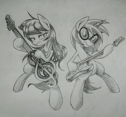 Size: 980x905 | Tagged: safe, artist:discommunicator, dj pon-3, octavia melody, vinyl scratch, g4, sketch