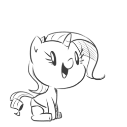 Size: 525x525 | Tagged: safe, artist:tess, rarity, pony, g4, baby, baby pony, female, monochrome, solo