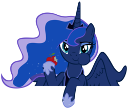 Size: 6108x5209 | Tagged: safe, artist:lazypixel, princess luna, pony, g4, absurd resolution, apple, eating, female, simple background, solo, transparent background, vector