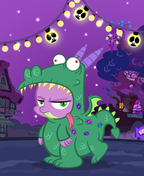 Size: 815x1000 | Tagged: safe, artist:pixelkitties, crackle, spike, dragon, g4, costume, nightmare night