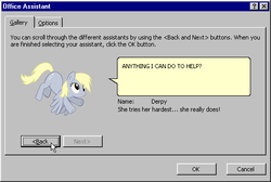 Size: 507x341 | Tagged: safe, derpy hooves, pegasus, pony, g4, female, mare, microsoft office, microsoft windows