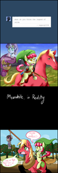 Size: 810x2425 | Tagged: safe, artist:starykrow, apple bloom, big macintosh, scootaloo, smarty pants, sweetie belle, earth pony, pony, ask the cmc, g4, apple bloom riding big macintosh, cutie mark crusaders, male, parody, ponies riding ponies, riding, stallion, the legend of zelda