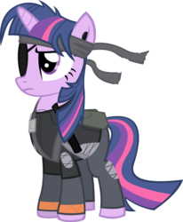 Size: 2309x2807 | Tagged: safe, artist:zvn, twilight sparkle, g4, big boss, cosplay, eyepatch, high res, konami, metal gear, naked snake, simple background, solid sparkle, transparent background, vector