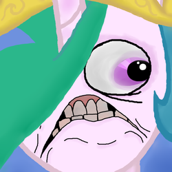 Size: 512x512 | Tagged: safe, princess celestia, g4, crooked teeth, faic, hair over one eye, hellbenders, ugly, wat