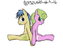 Size: 490x373 | Tagged: safe, artist:ch33zuskrust, daisy, flower wishes, goldengrape, sir colton vines iii, earth pony, pony, g4, 30 minute art challenge, daisygrape, female, holding hooves, male, mare, shipping, stallion, straight