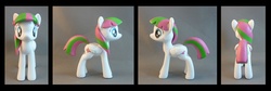 Size: 1200x404 | Tagged: safe, artist:krowzivitch, blossomforth, pegasus, pony, g4, craft, customized toy, figurine, irl, multiple angles, photo, sculpture, toy