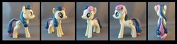 Size: 2000x497 | Tagged: safe, artist:krowzivitch, bon bon, sweetie drops, earth pony, pony, g4, craft, customized toy, figurine, irl, multiple angles, photo, sculpture, solo