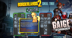 Size: 1206x642 | Tagged: safe, applejack, g4, borderlands, borderlands 2, mechromancer, skilltrees