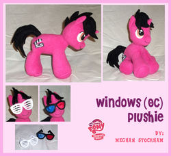 Size: 1466x1338 | Tagged: safe, artist:puffcloud, oc, oc only, oc:windows, pony, 3d glasses, irl, photo, plushie, shutter shades, solo, sunglasses