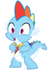 Size: 614x892 | Tagged: safe, artist:durpy, spike, dragon, g4, the return of harmony, element of loyalty, male, new rainbow dash, open mouth, palette swap, recolor, simple background, solo, transparent background, vector