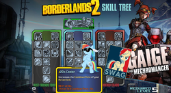 Size: 1186x644 | Tagged: safe, rainbow dash, g4, 20% cooler, borderlands, borderlands 2, mechromancer, skilltrees, swag