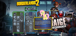 Size: 1347x643 | Tagged: safe, fluttershy, g4, always works, borderlands, borderlands 2, dreamworks face, fahrenheit 451, mechromancer, skilltrees, stare