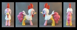 Size: 1410x550 | Tagged: safe, artist:krowzivitch, pinkie pie, chicken, pony, g4, animal costume, chicken pie, chicken suit, clothes, costume, customized toy, irl, nightmare night, photo, sculpture, solo