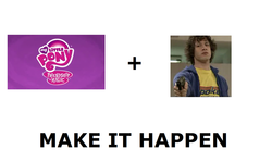 Size: 1337x796 | Tagged: safe, g4, all caps, exploitable meme, make it happen, meme, meta, my little pony logo, saturday night live, snl