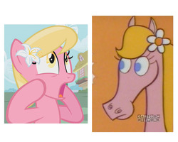 Size: 720x576 | Tagged: safe, edit, edited screencap, screencap, lily, lily valley, earth pony, pony, g4, comparison, dee dee, dexter's laboratory, the horror