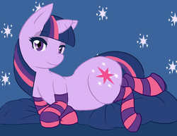 Size: 1800x1392 | Tagged: safe, artist:nikoh, twilight sparkle, pony, unicorn, g4, chubby, clothes, female, mare, socks, solo, striped socks, unicorn twilight