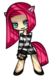 Size: 453x701 | Tagged: safe, artist:nekozneko, pinkie pie, human, g4, eared humanization, female, humanized, pinkamena diane pie, simple background, solo, stripes, tailed humanization, transparent background