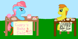 Size: 644x329 | Tagged: safe, artist:graciegirl328, carrot cake, cup cake, g4, colt, female, filly, male, ship:carrot cup, shipping, straight