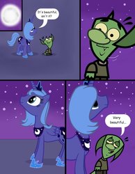 Size: 1685x2168 | Tagged: safe, artist:cartuneslover16, princess luna, g4, comic, comic sans, crossover, crossover shipping, jimmy two-shoes, samy garvin, wat