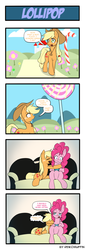 Size: 660x1914 | Tagged: safe, artist:reikomuffin, applejack, pinkie pie, earth pony, pony, g4, 4koma, blushing, comic, couch, dream, duo, female, game console, lesbian, licking, loose hair, midnight, ship:applepie, shipping, sleeping