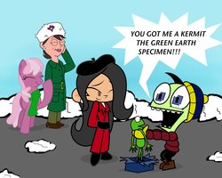 Size: 2091x1672 | Tagged: safe, artist:cartuneslover16, cheerilee, oc, oc:rocky, g4, codename kids next door, crossover, family guy, invader zim, kermit the frog, male, non-mlp oc, zim